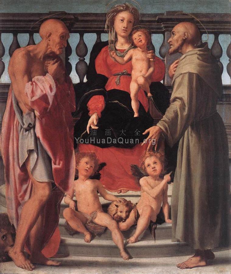 Madonna And Child With Two Saints - 雅各布·达·蓬托尔莫